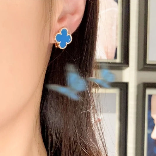 Yumato S925 sterling silver Turquoise lucky earrings