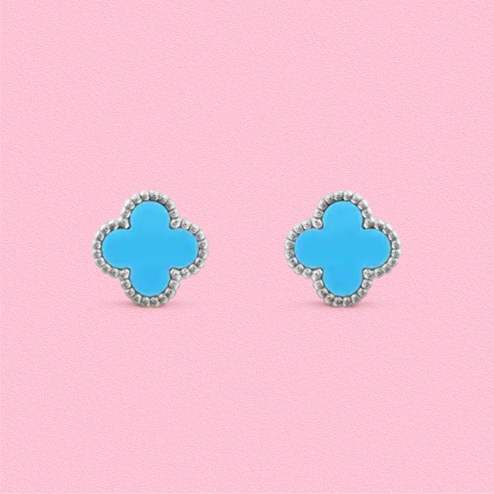 Yumato S925 sterling silver Turquoise lucky earrings