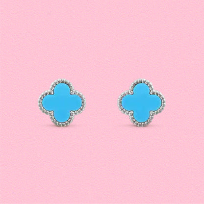 Yumato S925 sterling silver Turquoise lucky earrings
