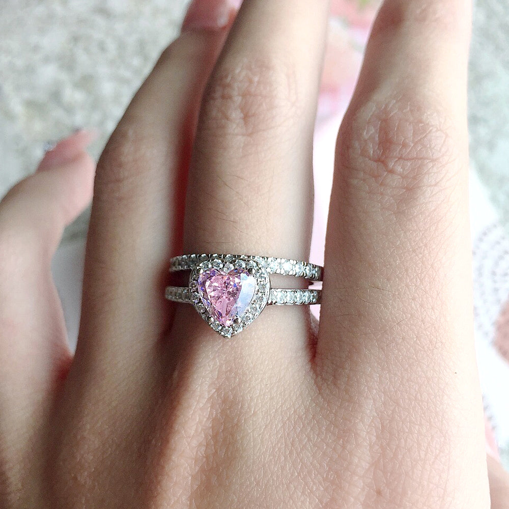 Yumato Pink zircon S925 Sterling Silver Closed Ring Gifts for yourself, girl, lover,friends R15