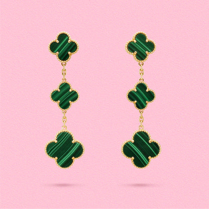 Yumato S925 sterling silver Malachite lucky earrings
