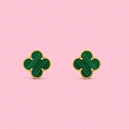Yumato S925 sterling silver Malachite lucky earrings