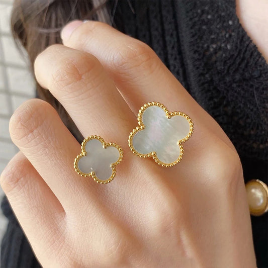 Yumato S925 sterling silver White Fritillaria lucky rings