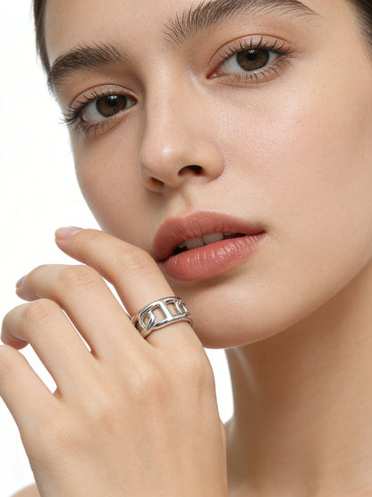 yuamto Horse Nose S925 Sterling Silver Adjustable Open Ring, Personalized and Fashionable