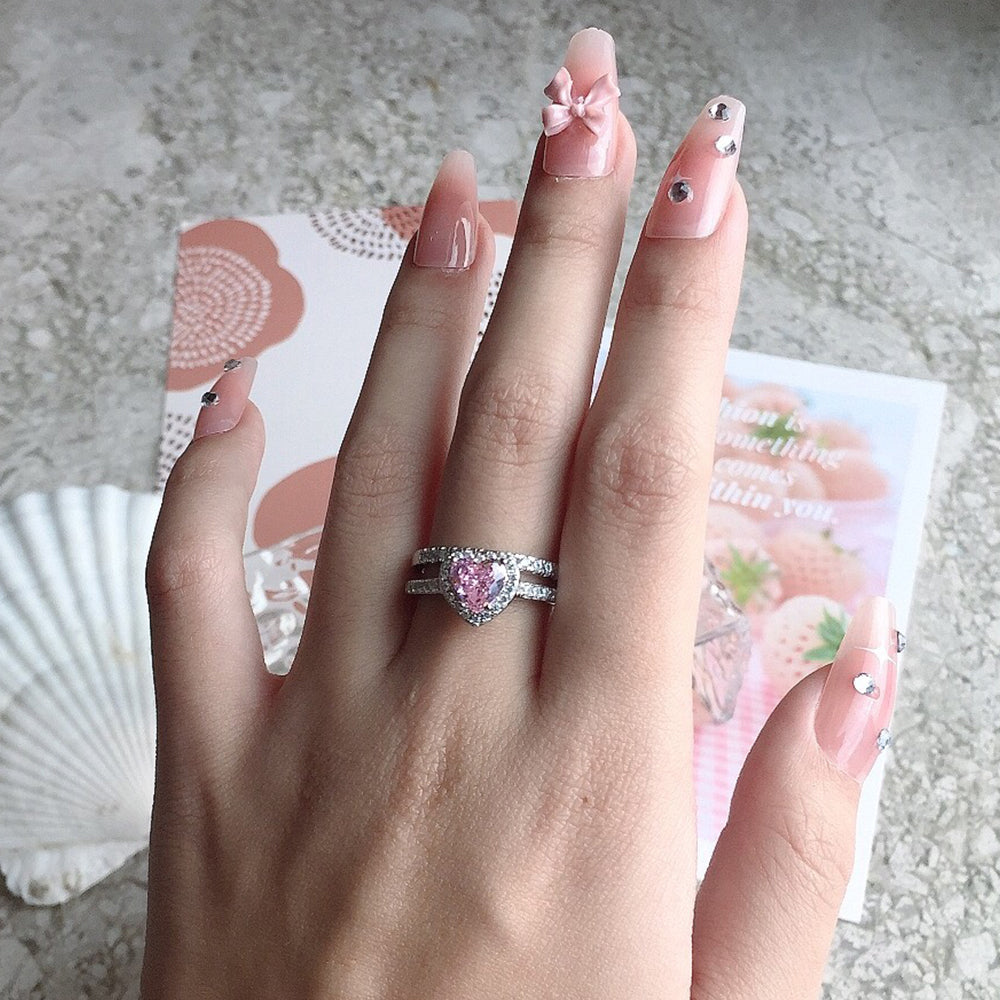 Yumato Pink zircon S925 Sterling Silver Closed Ring Gifts for yourself, girl, lover,friends R15