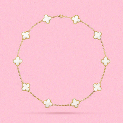 Yumato S925 sterling silver White shell 10 flowers lucky necklace