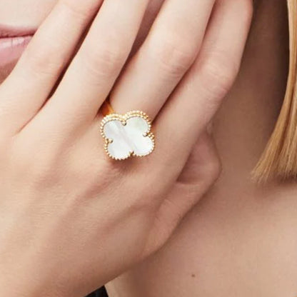 Yumato S925 sterling silver White Fritillaria  lucky rings