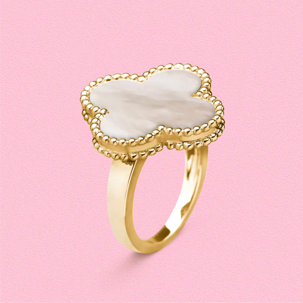 Yumato S925 sterling silver White Fritillaria  lucky rings