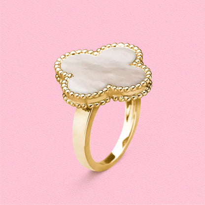 Yumato S925 sterling silver White Fritillaria  lucky rings