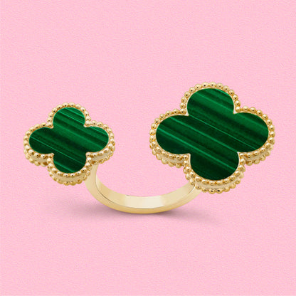 Yumato S925 sterling silver Malachite  lucky rings