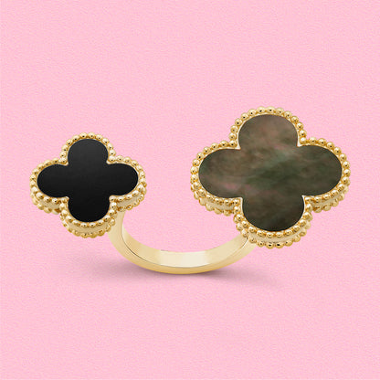 Yumato S925 sterling silver Black agate  lucky rings