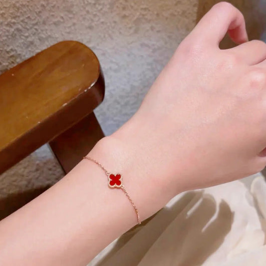 Yumato S925 sterling silver little red heart lucky bracelet
