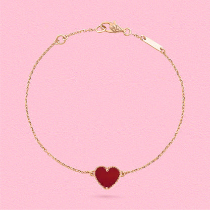 Yumato S925 sterling silver little red heart lucky bracelet