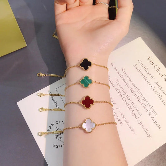 Yumato S925 sterling silver single flower lucky bracelet