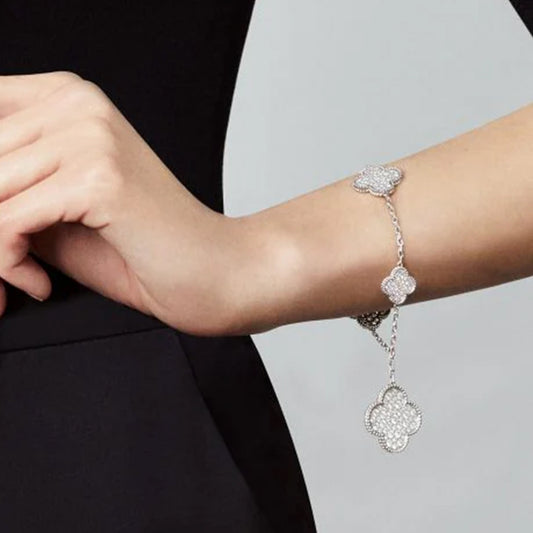 Yumato S925 sterling silver full of diamonds lucky bracelet