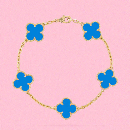 Yumato S925 sterling silver 5 flowers lucky bracelet