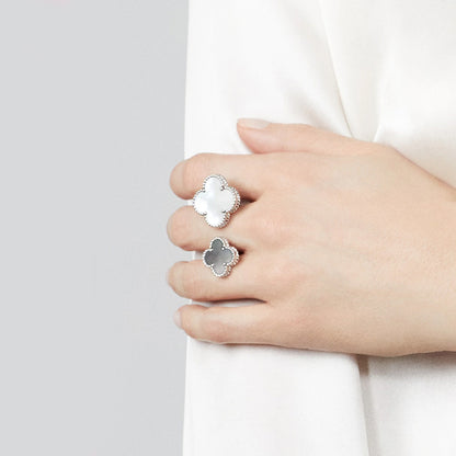 Yumato S925 sterling silver Mother-of-pearl onyx  lucky ring