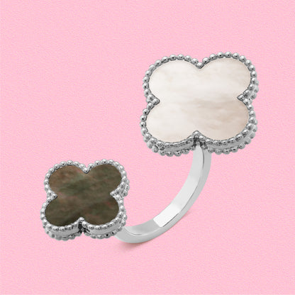 Yumato S925 sterling silver Mother-of-pearl onyx  lucky ring