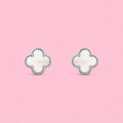 Yumato S925 sterling silver white fritillaria lucky earrings