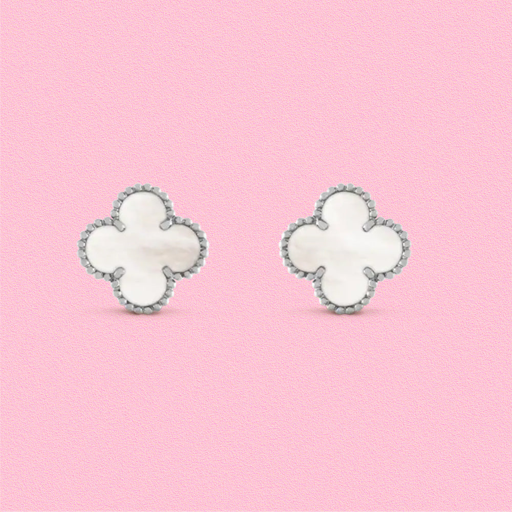 Yumato S925 sterling silver mother-of-pearl lucky earrings