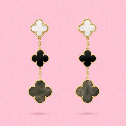 Yumato S925 sterling silver mother-of-pearl lucky earrings