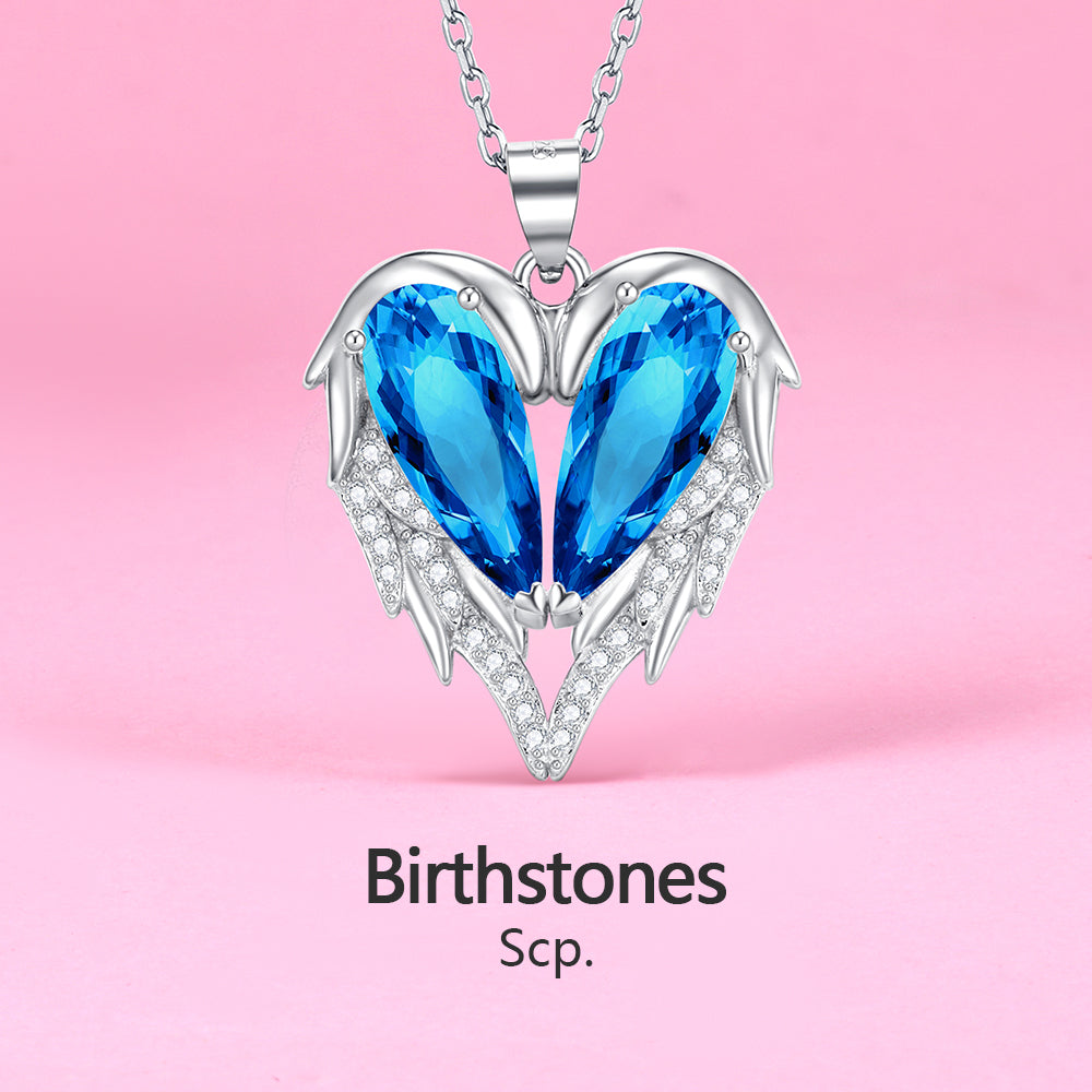 Yumato S925 Sterling Silver Heart Pendant Engraved Name Birthstone, Elegent Moissanite Customized Gifts for Mom, Friends, Female 2948