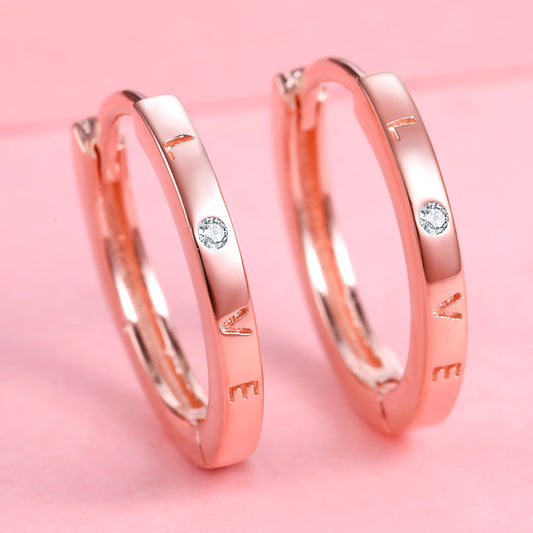 Yumato Rose Gold Color Hoop Earrings in S925 Sterling Silver Fashion accessories as Gift for yourself, love, friends A108