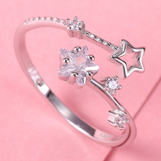 Yumato Little Stars style S925 Sterling Silver Open End Ring wonderful gift for yourself or your loved A15