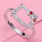 Yumato S925 Sterling Silver Cute Cat style design Adjustable Ring Best Choice for you A79