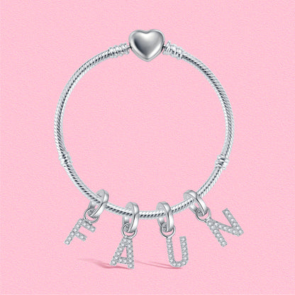 Yumato S925 Sterling Silver 26 Letter DIY Pendant Love Bracelet (Free Choice Style) Fashion Pendant Gifts for yourself, girl, lover,friend P01