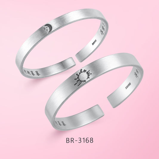 Jewelry Elegant Moom and Sun Bangles, Engraved Name, Words having special meaning, Popular design, Customized Jewelry Gifts for yourself your lover BR-3168