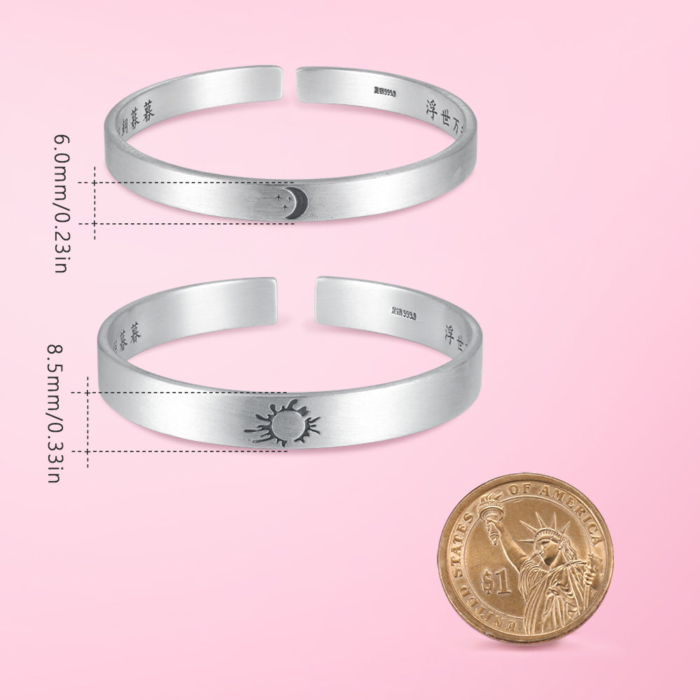 Jewelry Elegant Moom and Sun Bangles, Engraved Name, Words having special meaning, Popular design, Customized Jewelry Gifts for yourself your lover BR-3168