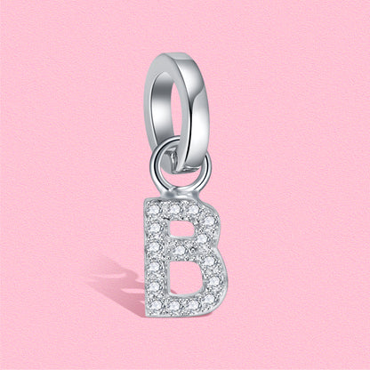 Yumato S925 Sterling Silver 26 Letter DIY Pendant Love Bracelet (Free Choice Style) Fashion Pendant Gifts for yourself, girl, lover,friend P01