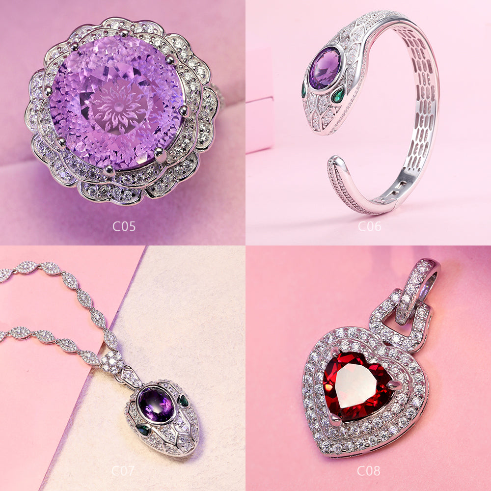 Natural Gemstone S925 Sterling Silver Jewelry Gifts for yourself, girl, lover,friend C01-C36