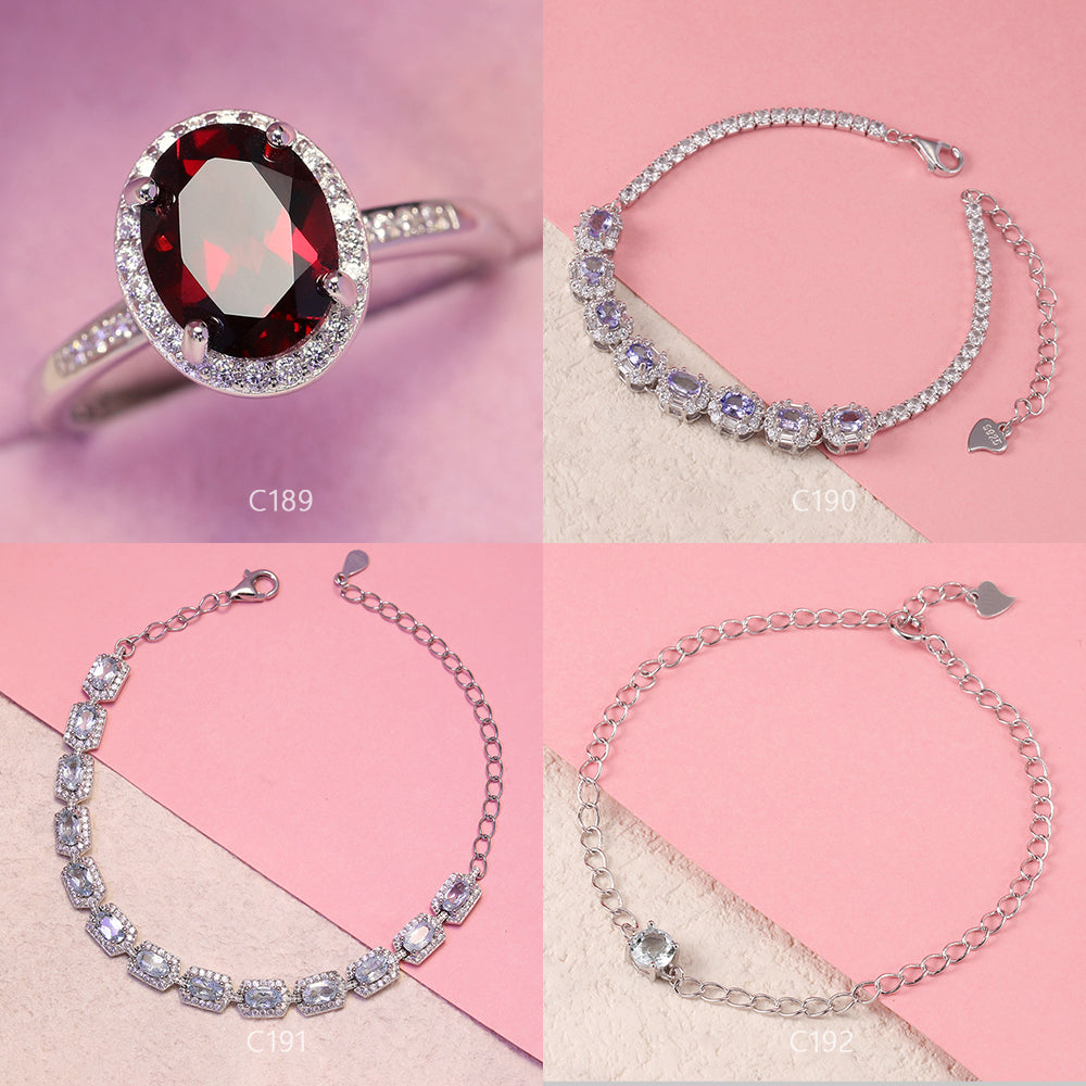 Natural Gemstone S925 Sterling Silver Jewelry Friendship Bracelet Gifts for yourself, girl, lover,friend C181-C216