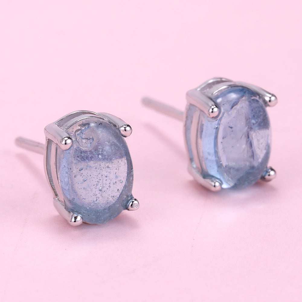 Natural Gemstone Fashion Stud Earrings in 925 silver C285