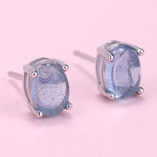 Natural Gemstone Fashion Stud Earrings in 925 silver C285