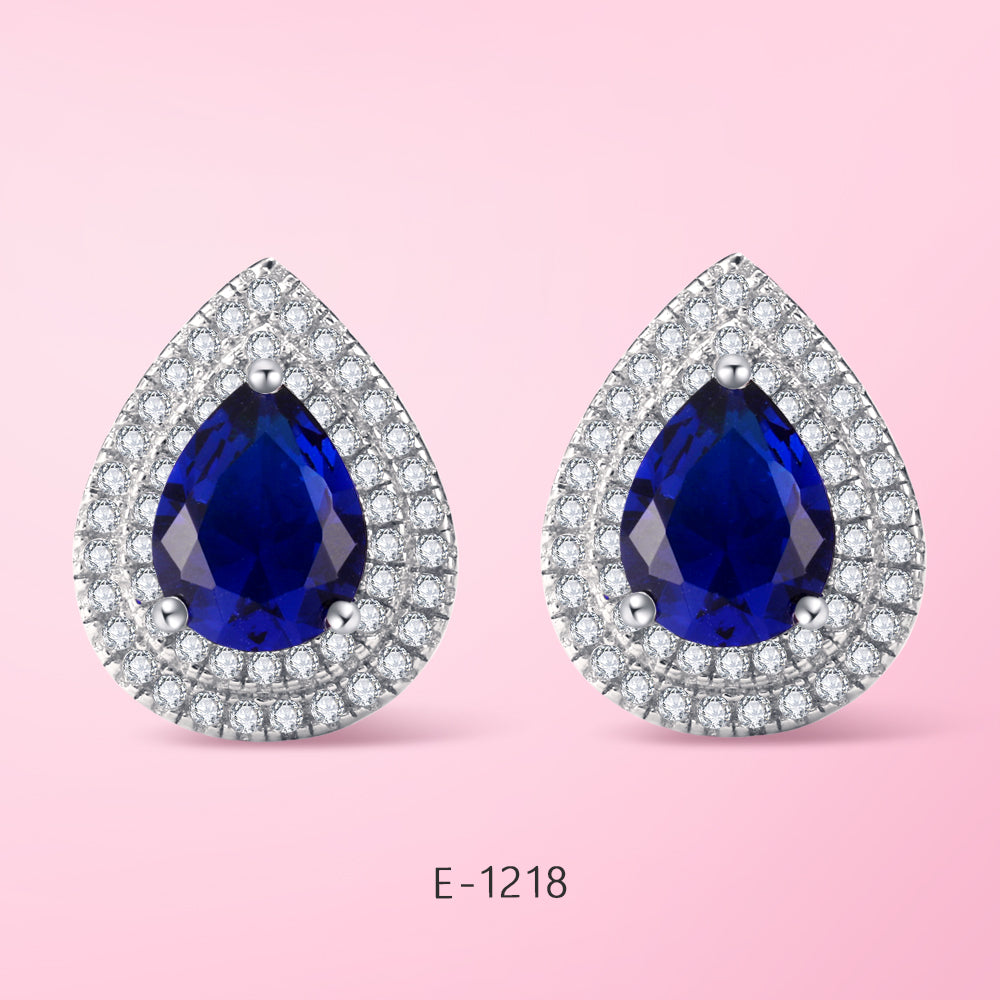 Yumato Zircon Blue teardrop shape style Earrings Matching every occasion, gift for yourself girls friends E-1218