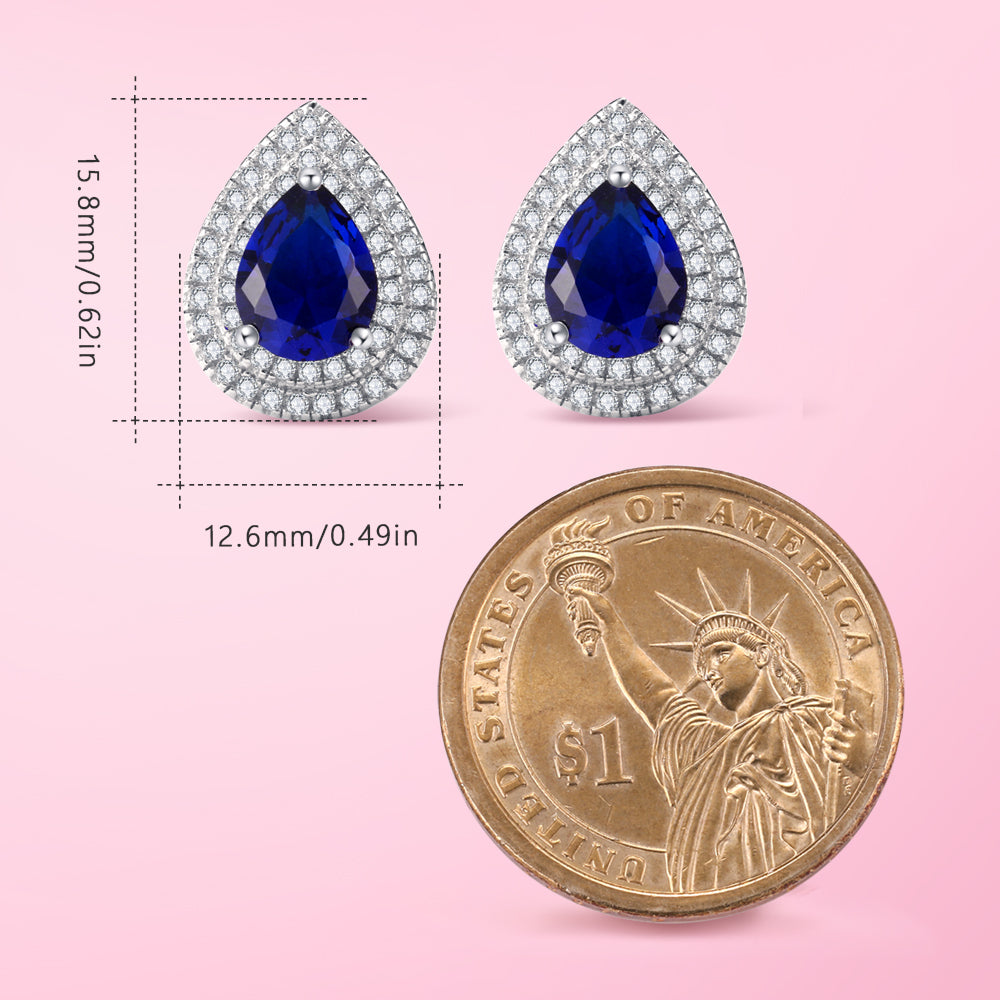 Yumato Zircon Blue teardrop shape style Earrings Matching every occasion, gift for yourself girls friends E-1218