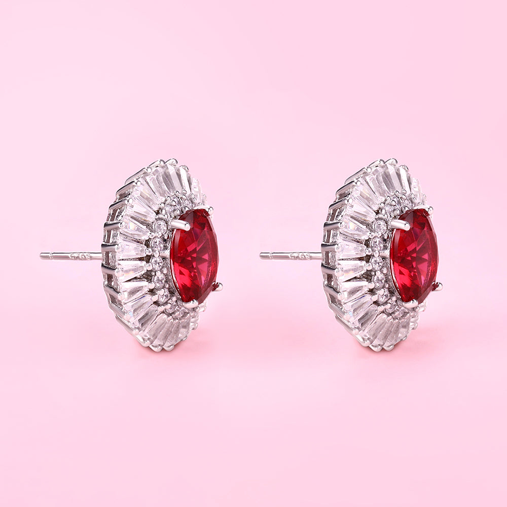 Yumato Red Zircon S925 Silver earrings Gift for yourself girls friends lover match daily clothes E-1382