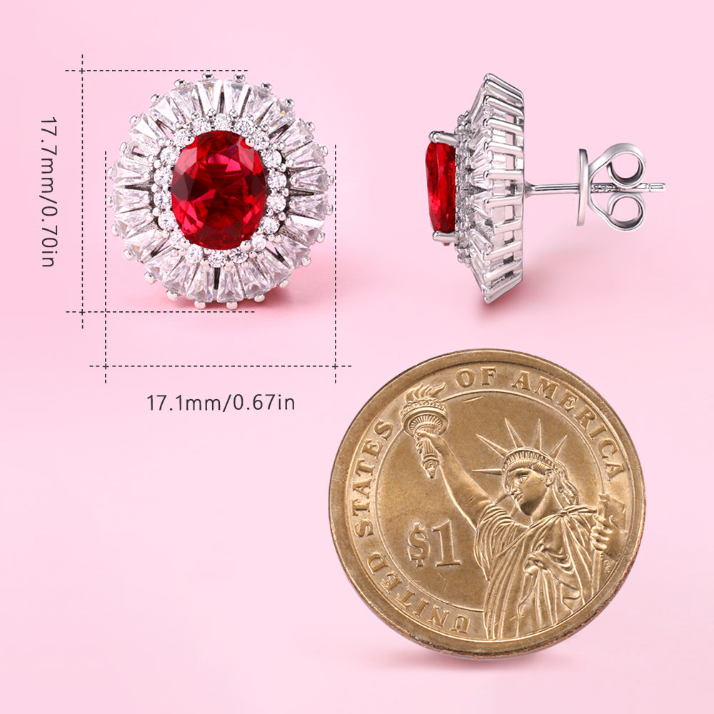 Yumato Red Zircon S925 Silver earrings Gift for yourself girls friends lover match daily clothes E-1382