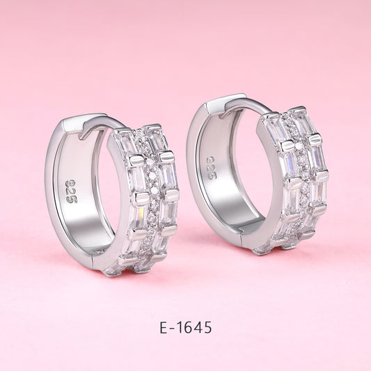 Yumato Artificial Zircon Hoop Earrings in 925 Sterling Silver Gift for yourself friends girls lover E-1645