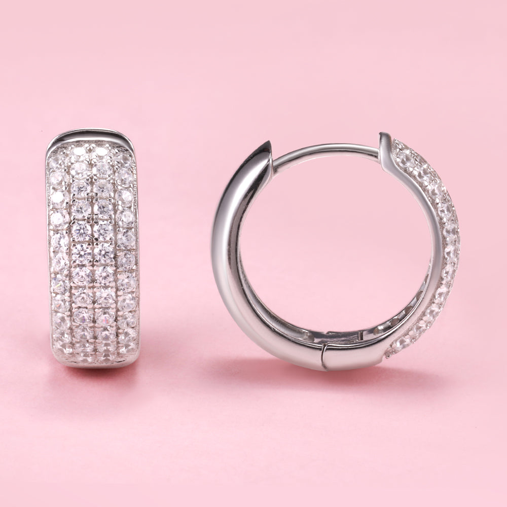 Yumato S925 Sterling Silver Zircon Vintage Hoop Earrings Minimalist style perfect for everyday commuting E-1953