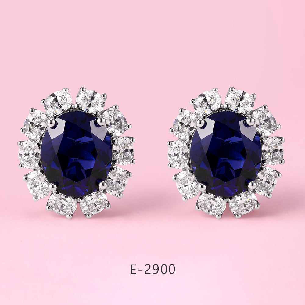 Yumato Blue Zircon Stud Earring in S925 Gift for yourself girls friends Perfect for Christmas and Valentine's Day E-2900