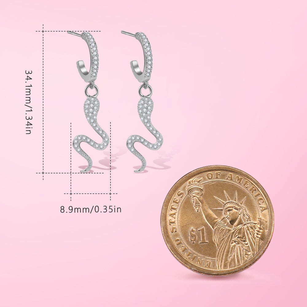 Yumato S925 Sterling Silver Snake style design Earrings Beat choice gift for dating, party, leisure occasion E-3090