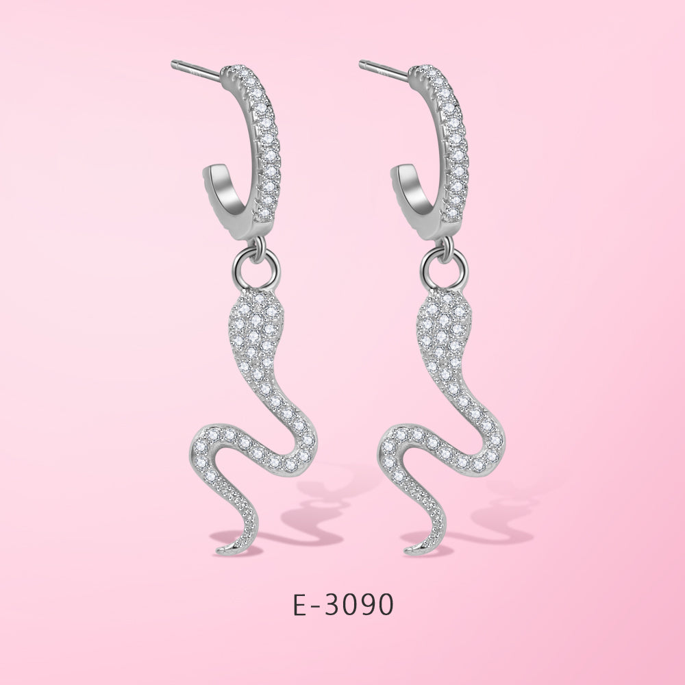 Yumato S925 Sterling Silver Snake style design Earrings Beat choice gift for dating, party, leisure occasion E-3090