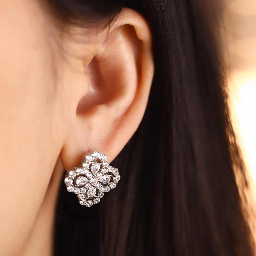 Yumato 925 Sterling Silver Elegent Flower Earrings spcial design Gift for your lover, girl, yourselft, friends E-825