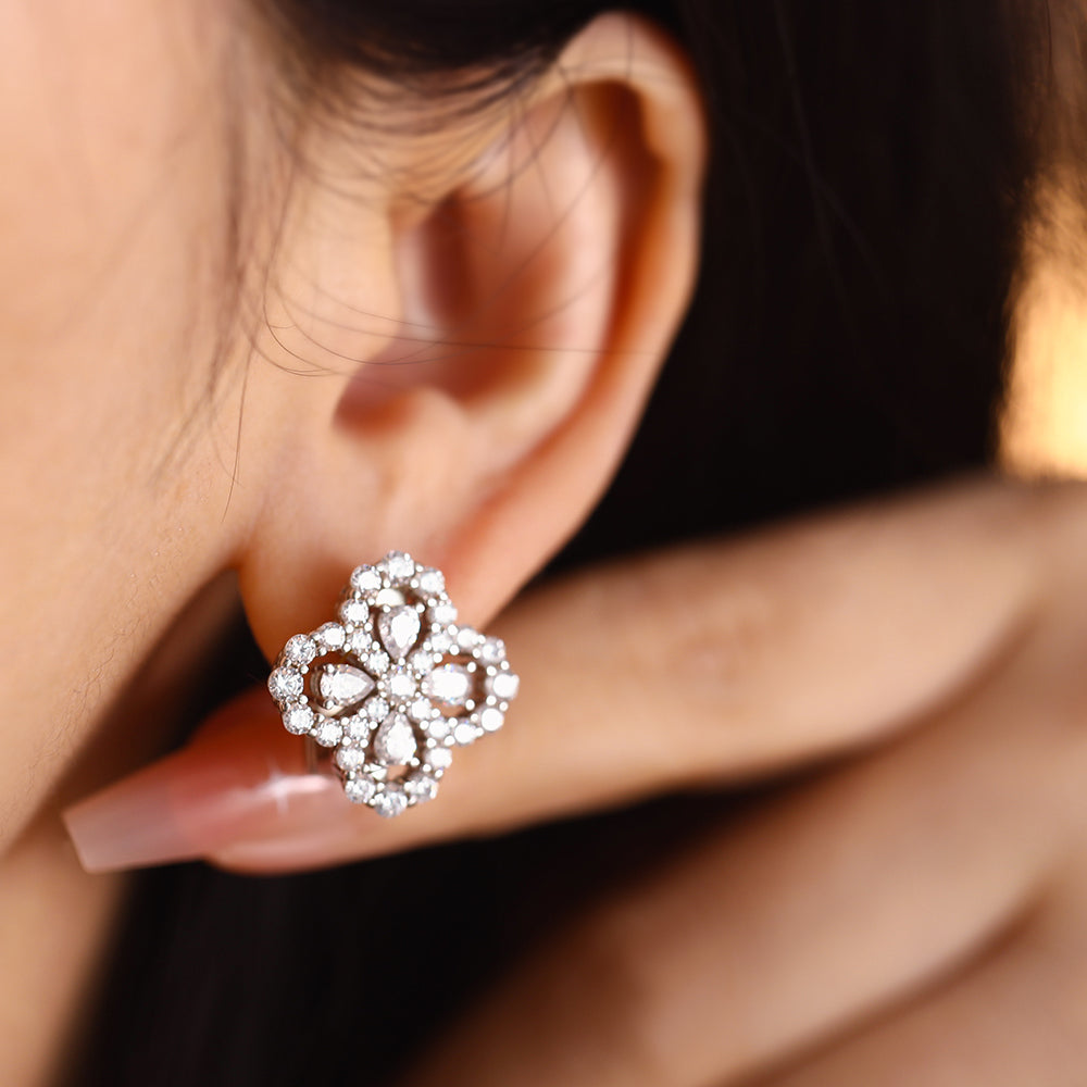 Yumato 925 Sterling Silver Elegent Flower Earrings spcial design Gift for your lover, girl, yourselft, friends E-825