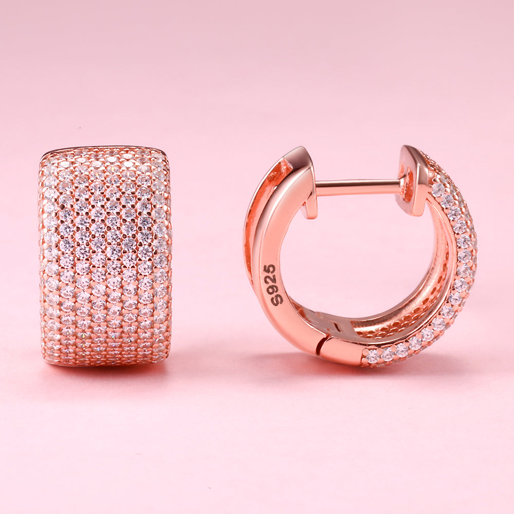 Yumato 925 Sterling Silver Rose gold Hoop Earrings Gift for Yourself, friends, girl, Suitable for every occasion E-8900