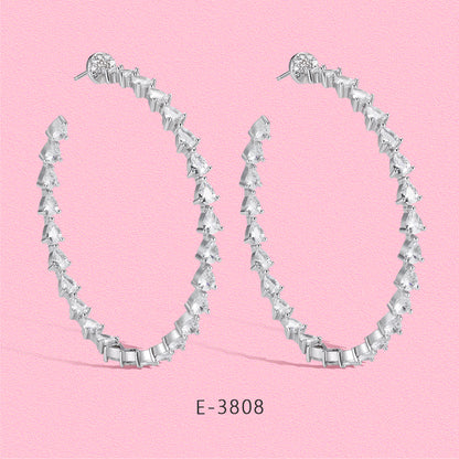 Yumato S925 sterling silver heart set with large circle earrings